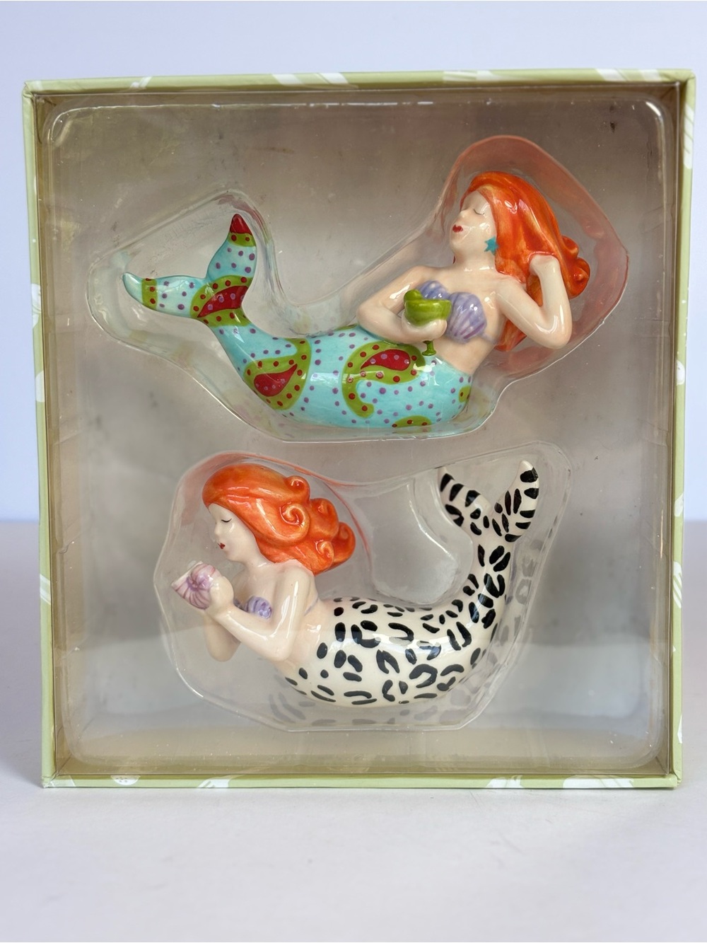 Cape Shore Mermaid Ceramic Salt & Pepper Shaker NIB Julia Olive Beach Decor